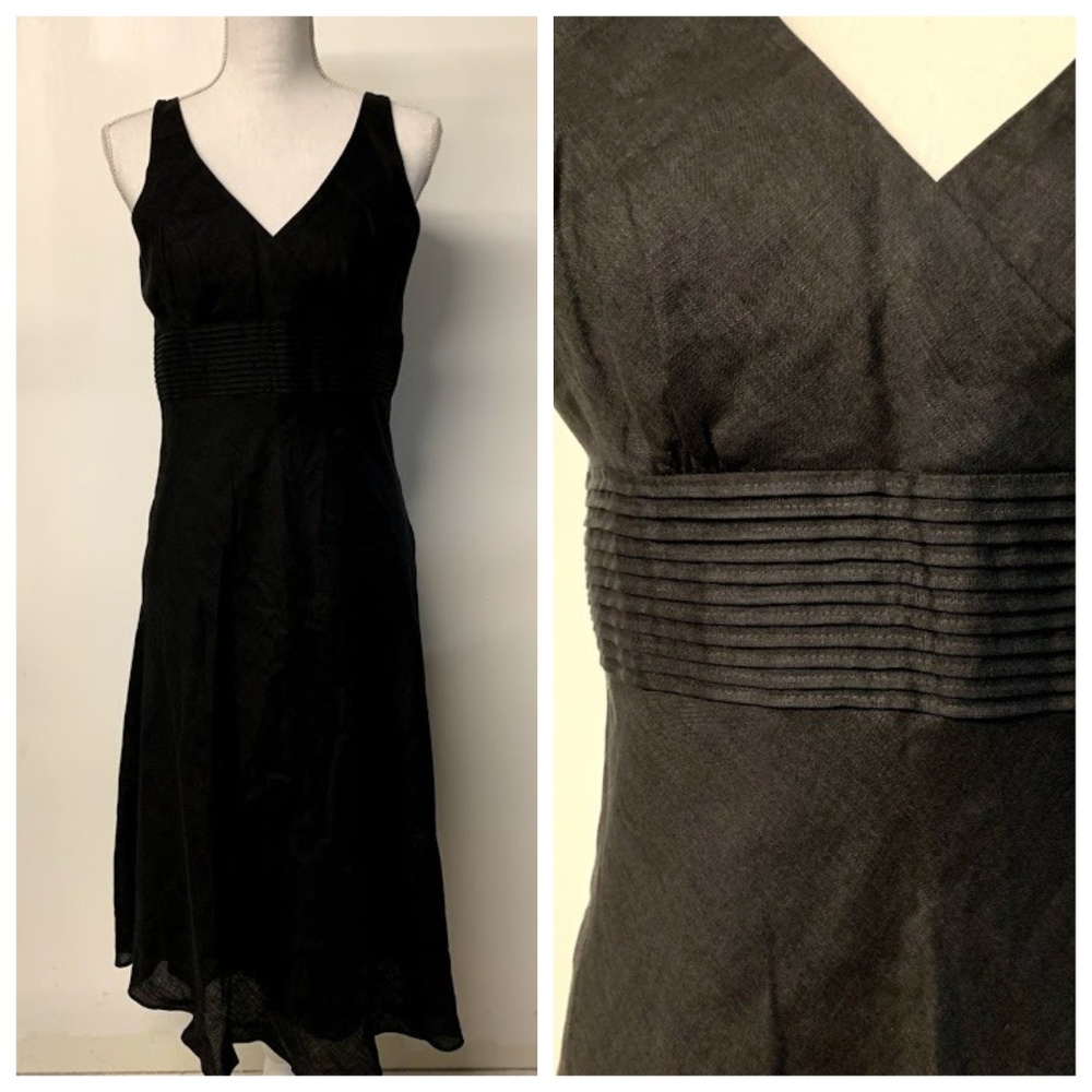 J Crew Black Linen Empire Waist Midi Sundress